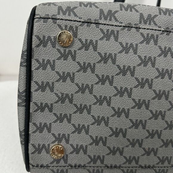 Michael Kors Grayson Large Satchel MK Signature Gray Black with Gold Hardware - Picture 14 of 15